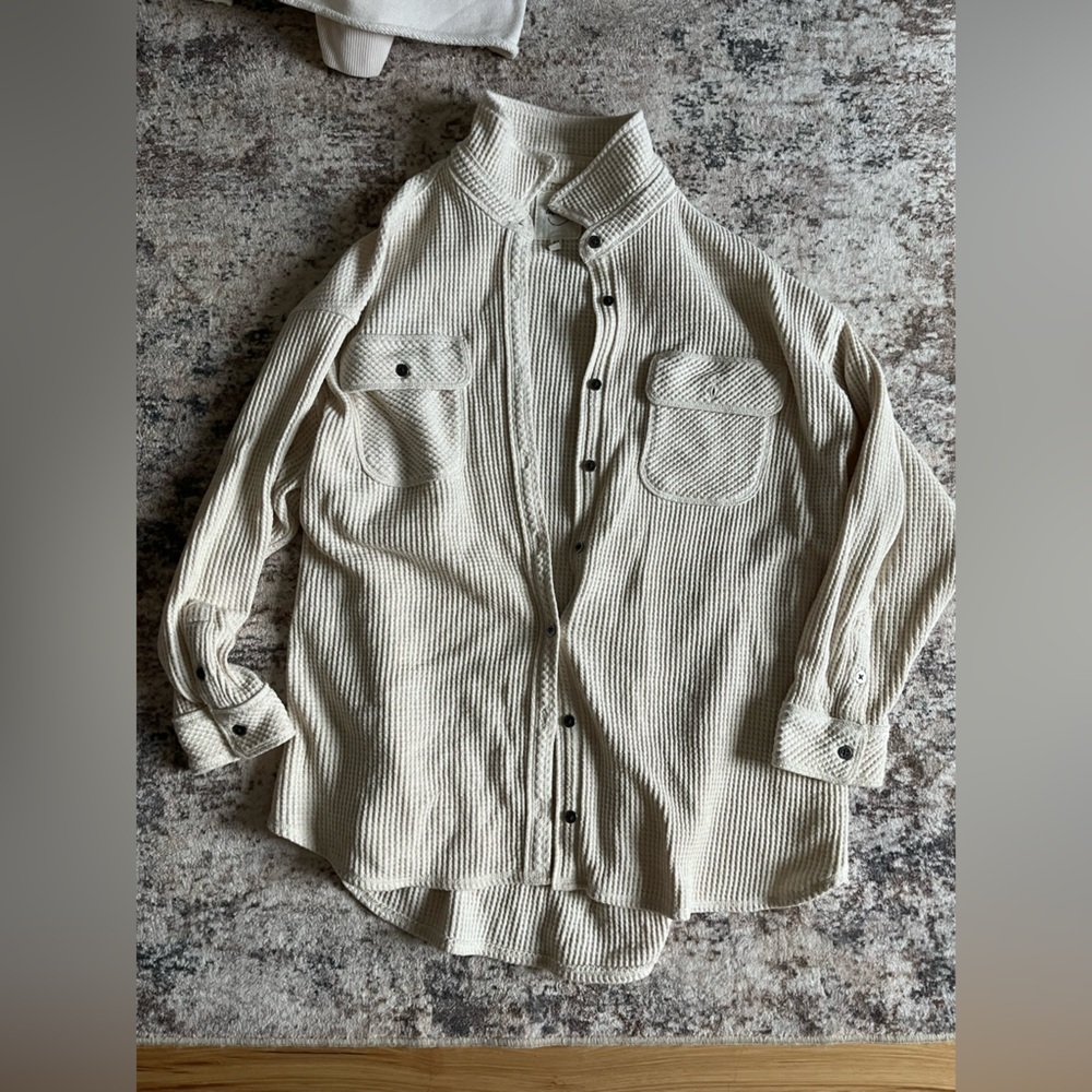 Aerie Cream Waffle Knit Top